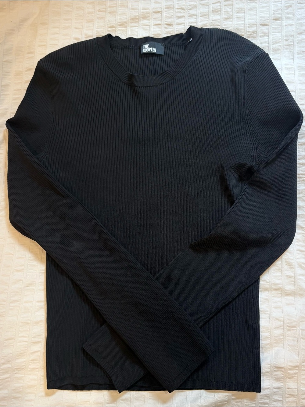 The Kooples Women's Black Ribbed Crewneck Sweater